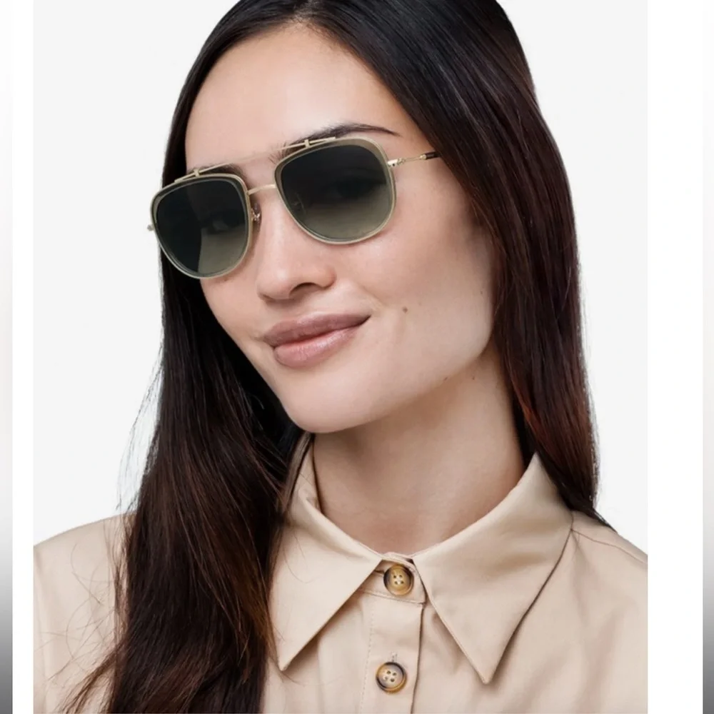 NWOT KREWE Breton Aviator Sunglasses in Matcha/Pine. Polarized. - Picture 4 of 8